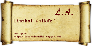 Liszkai Anikó névjegykártya